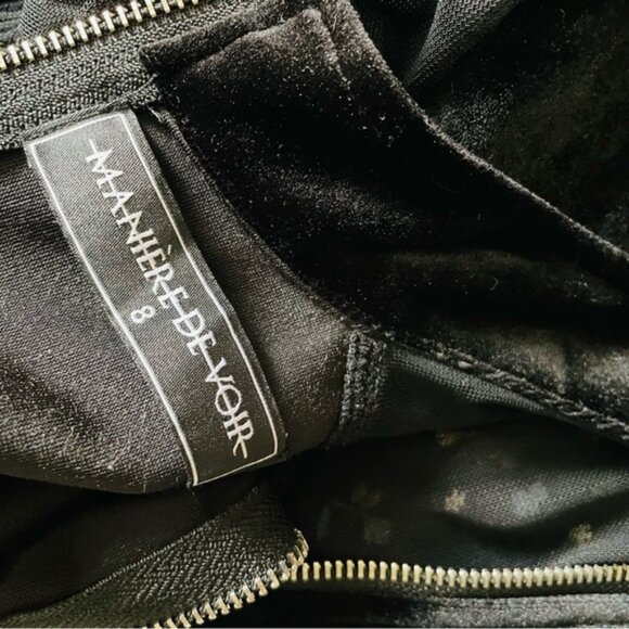 Maniere de Voir SIZE 8 high neck velour mesh black bodysuit - Picture 6 of 6